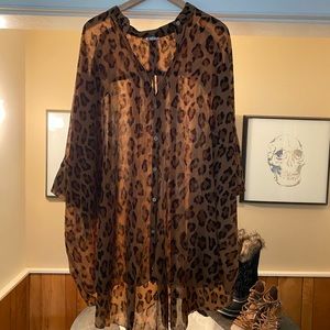 Free people cheetah button down top flowy